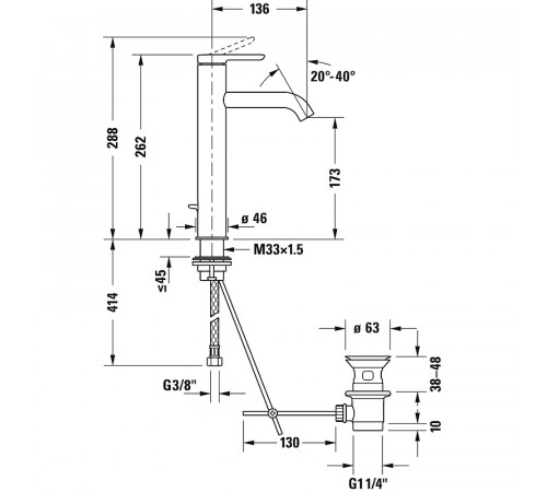 Смеситель для раковины Duravit С.1 C11030001010 Хром