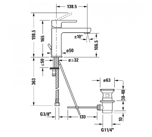 Смеситель для раковины Duravit B.2 B21020001010 Хром