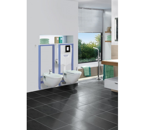 Комплект унитаза BelBagno Amanda BB051CHR+BB051SC с инсталляцией Grohe Rapid SL 38775001 с сиденьем Микролифт и клавишей смыва Хром