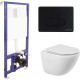 Комплект унитаза BelBagno Amanda BB051CHR+BB051SC с инсталляцией Berges Novum D5 040235 с сиденьем Микролифт и Черной матовой клавишей смыва