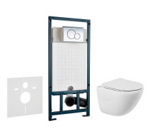 Комплект унитаза BelBagno Amanda BB051CHR+BB051SC с сиденьем Микролифт и инсталляцией WeltWasser WW Marberg 507 10000005949+10000005952 с клавишей смыва Хром глянцевый
