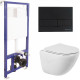 Комплект унитаза BelBagno Amanda BB051CHR+BB051SC с инсталляцией Berges Novum L5 040215 с сиденьем Микролифт и Черной матовой клавишей смыва