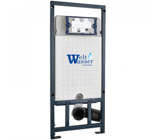 Комплект унитаза WellWant Aura WWU01121WK с сиденьем Микролифт и инсталляцией WeltWasser WW Marberg 507 10000005949+10000005953 с клавишей смыва Хром глянцевый