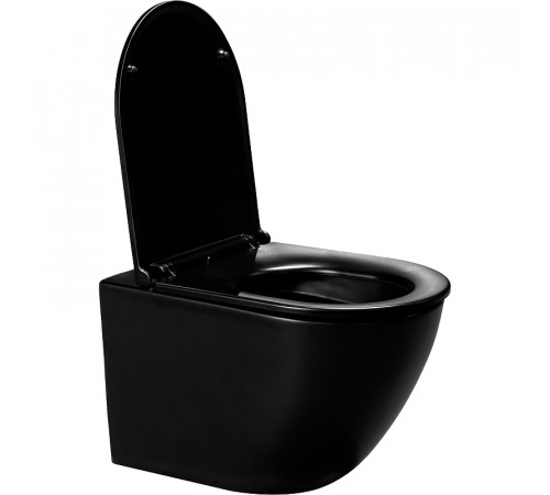 Комплект унитаза WellWant Aura WWU01122B с инсталляцией Cersanit Black 35 S-IN-BLACK-Cg-w с сиденьем Микролифт и клавишей смыва Хром