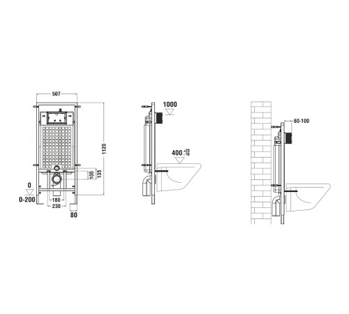 Комплект унитаза WellWant Aura WWU01121WK с сиденьем Микролифт и инсталляцией WeltWasser WW Marberg 507 10000005949+10000005953 с клавишей смыва Хром глянцевый