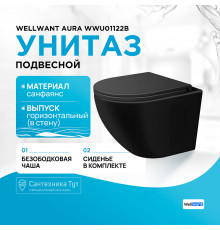 Унитаз WellWant Aura WWU01122B подвесной с сиденьем Микролифт