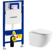 Комплект унитаза WellWant Aura WWU01121WK с инсталляцией Geberit Duofix Sigma UP320 111.300.00.5 с сиденьем Микролифт