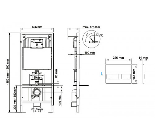 Комплект унитаза WellWant Tesoro WWU01111W с инсталляцией Berges Wasserhaus Novum L3 040213 с сиденьем Микролифт и клавишей смыва Глянцевый хром