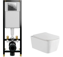Комплект унитаза WellWant Tesoro WWU01111W с инсталляцией Cersanit Black 35 S-IN-BLACK-Cg-w с сиденьем Микролифт и клавишей смыва Хром