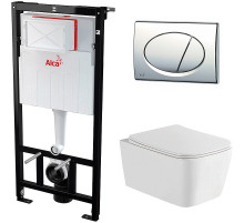 Комплект унитаза WellWant Tesoro WWU01111W с инсталляцией Alcaplast Sadromodul AM101/1120-3:1 RU M71-0001 с сиденьем Микролифт и клавишей смыва Хром