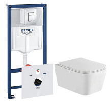 Комплект унитаза WellWant Tesoro WWU01111W с инсталляцией Grohe Rapid SL 38775001 с сиденьем Микролифт и клавишей смыва Хром