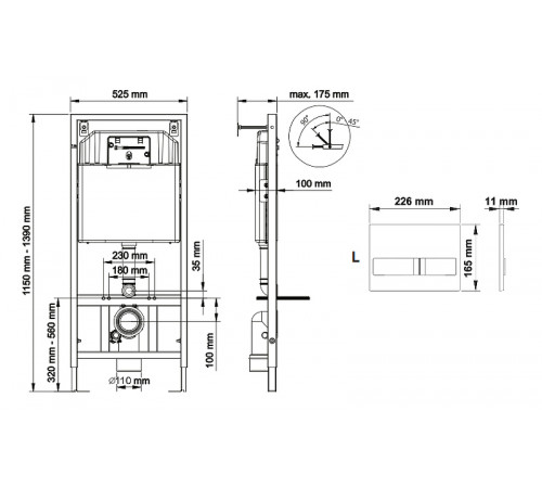 Комплект унитаза Cersanit Delfi TPL S-MZ-DELFI-PL с инсталляцией Berges Novum L5 040215 с сиденьем Микролифт и Черной матовой клавишей смыва