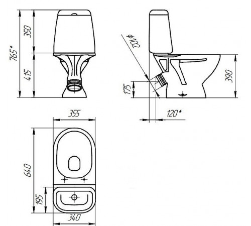 Унитаз компакт Cersanit Star 031 3/6 DPL EO 63423 с бачком и сиденьем Микролифт