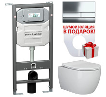 Комплект унитаза с инсталляцией Ceramicanova Play CN3001_1002CH_1000 с сиденьем Микролифт и клавишей смыва Хром