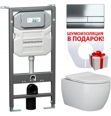 Комплект унитаза с инсталляцией Ceramicanova Play CN3001_1002CH_1000 с сиденьем Микролифт и клавишей смыва Хром