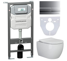 Комплект унитаза с инсталляцией Ceramicanova Play CN3001_1002M_1000 с сиденьем Микролифт и клавишей смыва Хром матовый