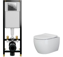 Комплект унитаза Ceramicanova Play CN3001 с инсталляцией Cersanit Black 35 S-IN-BLACK-Cg-w с сиденьем Микролифт и клавишей смыва Хром