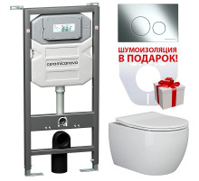 Комплект унитаза с инсталляцией Ceramicanova Play CN3001_1001CH_1000 с сиденьем Микролифт и клавишей смыва Хром
