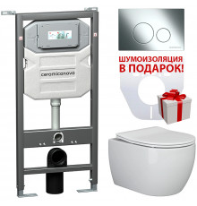 Комплект унитаза с инсталляцией Ceramicanova Play CN3001_1001CH_1000 с сиденьем Микролифт и клавишей смыва Хром