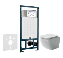 Комплект унитаза Ceramicanova Forma CN3009 с сиденьем Микролифт и инсталляцией WeltWasser WW Marberg 507 10000005949+10000005952 с клавишей смыва Хром глянцевый