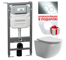 Комплект унитаза с инсталляцией Ceramicanova Forma CN3009_1001CH_1000 с сиденьем Микролифт и клавишей смыва Хром