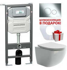 Комплект унитаза с инсталляцией Ceramicanova Forma CN3009_1001CH_1000 с сиденьем Микролифт и клавишей смыва Хром