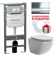 Комплект унитаза с инсталляцией Ceramicanova Forma CN3009_1002CH_1000 с сиденьем Микролифт и клавишей смыва Хром