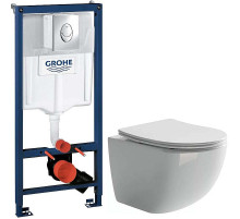 Комплект унитаза Ceramicanova Forma CN3009 с инсталляцией Grohe Rapid SL 38721001 с сиденьем Микролифт и клавишей смыва Хром