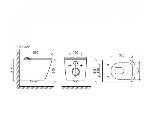 Комплект унитаза с инсталляцией Ceramicanova Metric CN3007_1001M_1000 с сиденьем Микролифт и клавишей смыва Хром матовый