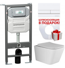 Комплект унитаза с инсталляцией Ceramicanova Metric CN3007_1002W_1000 с сиденьем Микролифт и Белой клавишей смыва