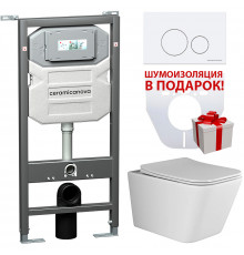 Комплект унитаза с инсталляцией Ceramicanova Metric CN3007_1001W_1000 с сиденьем Микролифт и Белой клавишей смыва