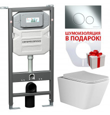 Комплект унитаза с инсталляцией Ceramicanova Metric CN3007_1001CH_1000 с сиденьем Микролифт и клавишей смыва Хром