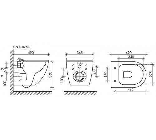 Комплект унитаза с инсталляцией Ceramicanova Metropol CN4002MB_1001CH_1000 с сиденьем Микролифт и клавишей смыва Хром