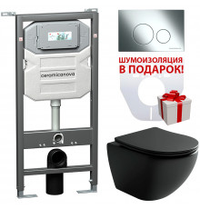 Комплект унитаза с инсталляцией Ceramicanova Metropol CN4002MB_1001CH_1000 с сиденьем Микролифт и клавишей смыва Хром