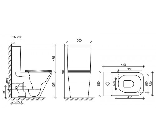 Унитаз компакт Ceramicanova Cubic CN1803 с бачком и сиденьем Микролифт