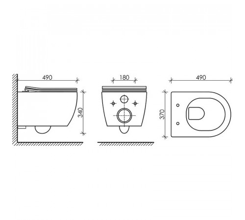 Комплект унитаза Ceramicanova Play CN3001 с инсталляцией Grohe Rapid SL 38811KF0 с сиденьем Микролифт и Черной матовой клавишей смыва