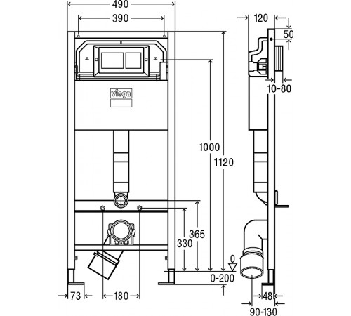 Комплект унитаза BelBagno Uno BB3105CHR/SC с инсталляцией Viega Prevista Dry 8524.14 792596 с сиденьем Микролифт и клавишей смыва Хром