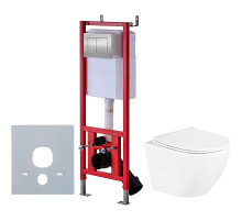 Комплект унитаза BelBagno Uno BB3105CHR/SC с инсталляцией D&K DI8140116 с сиденьем Микролифт и клавишей смыва Хром