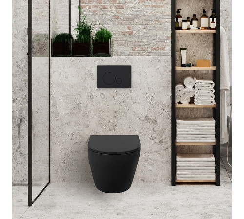 Комплект унитаза с инсталляцией BelBagno Colorato BB062CHR-MB/BB062SC-MB/BB002-80/BB007-PR-NERO.M с сиденьем Микролифт и Черной матовой клавишей смыва