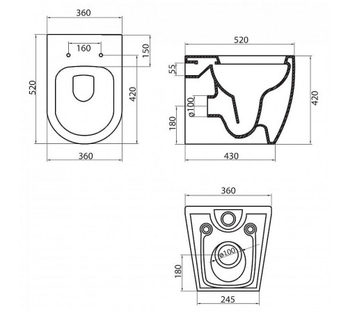 Унитаз BelBagno Marino BB105CBR/BB865SC приставной с сиденьем Микролифт