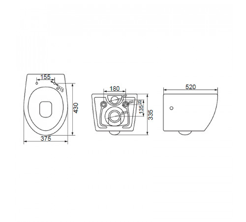 Комплект унитаза с инсталляцией BelBagno Prospero BB507B/BB2020SC/BB002-80/BB005-PR-CHROME с сиденьем Микролифт и клавишей смыва Хром глянцевый