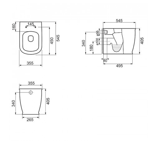 Унитаз BelBagno Prado BB10150CB/BB10150SC приставной с сиденьем Микролифт