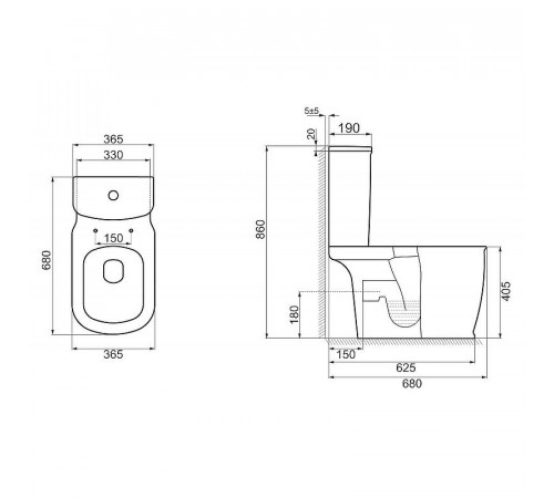 Унитаз компакт BelBagno Prado BB10150CP/BB10150SC без бачка с сиденьем Микролифт