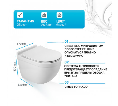 Унитаз BelBagno Senso-Tor BB017CH-TOR/BB2034SC подвесной с сиденьем Микролифт