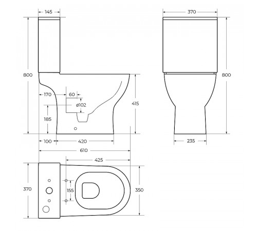 Унитаз компакт BelBagno Lounge BB045CPR/BB045/051SC без бачка с сиденьем Микролифт