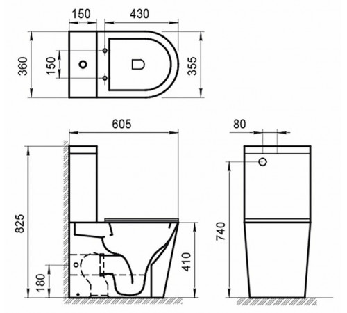 Унитаз компакт BelBagno Flay-R BB2149CPR без бачка и сиденья