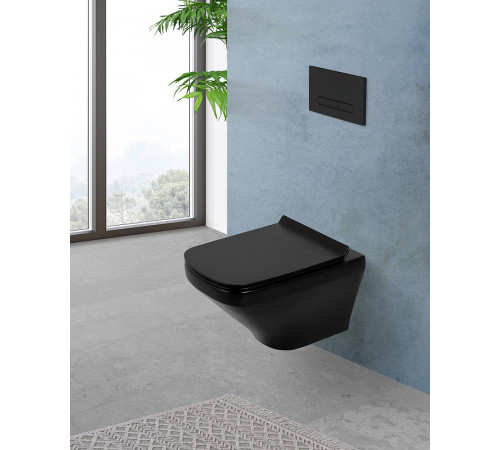 Комплект унитаза с инсталляцией BelBagno Sela BB3201CHR-MB/BB3201SC-MB/BB002-80/BB007-PR-NERO.M с сиденьем Микролифт и Черной матовой клавишей смыва