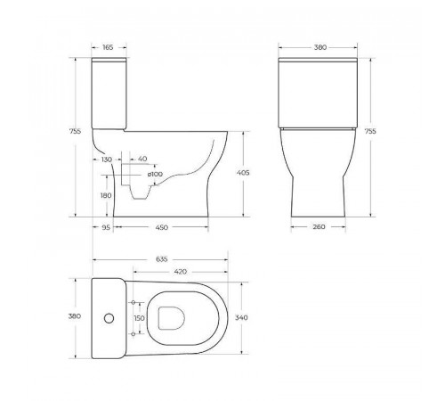 Унитаз компакт BelBagno Steam BB130CPR/BB130SC без бачка с сиденьем Микролифт