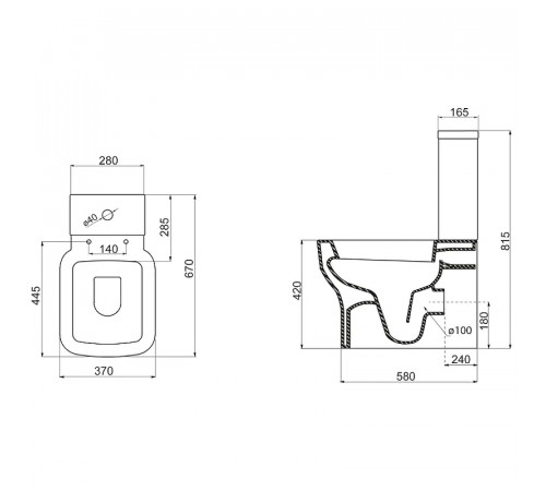 Унитаз компакт BelBagno Vaso BB127CP без бачка и сиденья