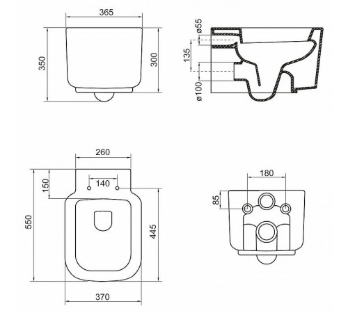 Унитаз BelBagno Vaso BB127CH подвесной без сиденья